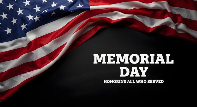 Json title memorial day tribute american flag with bold text on dark background description a striking image featuring a waving american