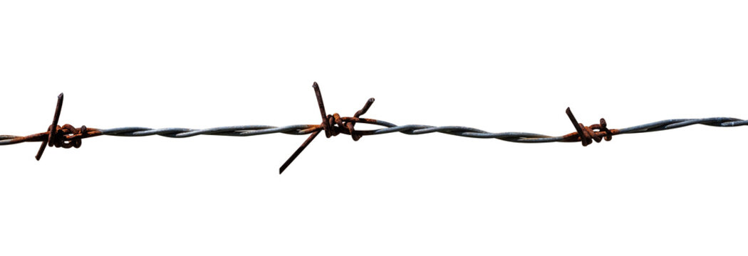 rusty barbed wire mine with a transparent background