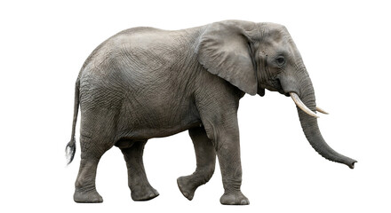Fototapeta premium Majestic African Elephant Portrait: PNG Cutout, Isolate, Transparent Background – Wildlife Photography, Detailed Texture, Powerful Symbolism, Nature's Beauty.