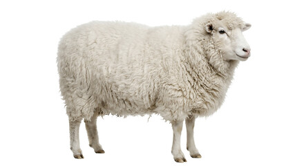 Fototapeta premium Fluffy White Sheep PNG Cutout - Isolate on Transparent Background, Perfect for Design Elements and Creative Projects. Digital art resource.