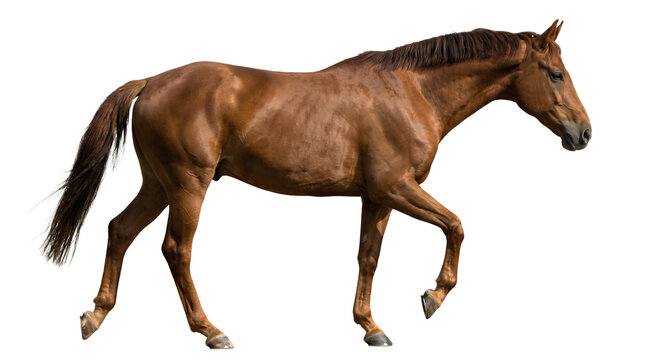Majestic Brown Horse Silhouette with PNG Cutout: Isolate on Transparent Background for Design Elements - Stock Photo