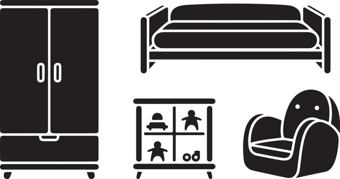 Minimalist black parking meter and traffic symbols