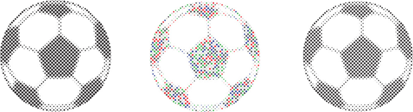 Soccer Ball Illustration with Modern Halftone Dot Pattern