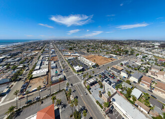 Fototapeta premium Aerial View of Mixed-Use Construction at Coast Highway and Oceanside Boulevard