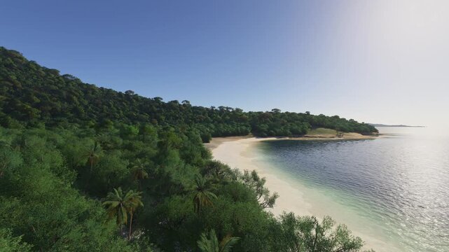 Aerial shot of Anse Cocos Beach in La Digue island. Seychelles