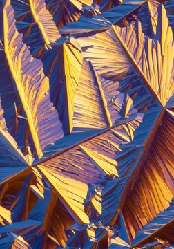 An extreme close-up of geometric crystal formations showcasing sharp edges, repeating patterns, and a complex linear skeletal framework, solid, laboratory, symmetry