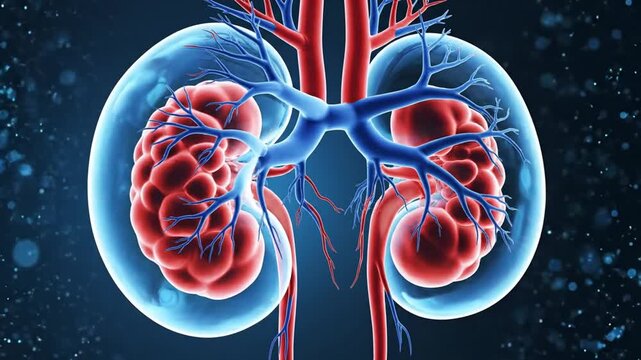 Human Kidneys Anatomy Illustration - Medical Science and Healthcare Concept