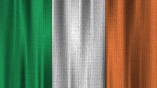 Ireland flag waving in the wind with high quality fabric texture