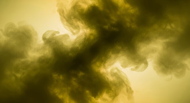 A captivating dance of olive and golden yellow vapor swirls through thick volumetric fog, creating a warm and ultra-realistic atmospheric scene, flow, abstract, depth