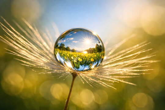 Refraction of a Summer Meadow in a Dewdrop