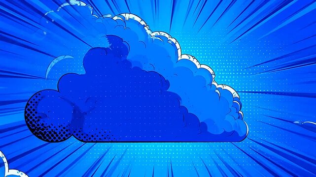 Abstract comic book style background with blue color and halftone dots effect