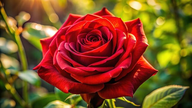 A realistic photo of red rose macro flower photography