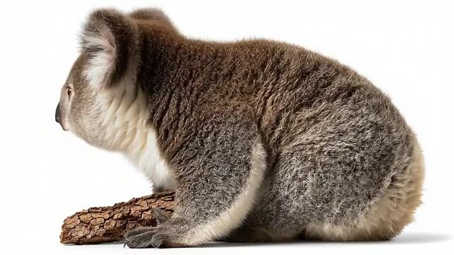 Koala sitting on white background.