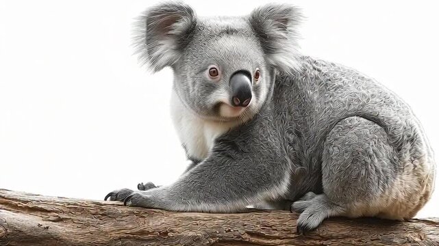 Koala sitting on a branch.