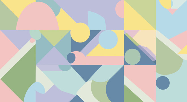Abstract colorful background with seamless floral pattern and geometric triangles design
