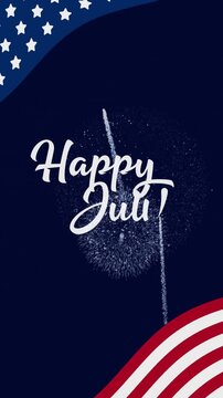 4th of july text text animation with firework. Perfect for independence day social media posts and festive designs.