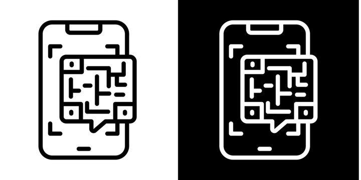 Mobile Data Processing Icon Set White Style Collection