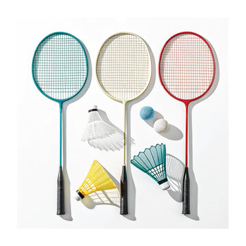 Badminton Rackets Shuttlecocks and Balls vector