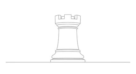 Minimalist Chess Rook Drawing, Strategy Game Piece, Strategy, Board Game, Single Object, White Background © Ahmad