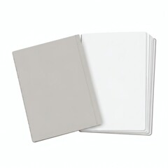 Naklejka premium A stack of blank white paper sheets and a gray cover on a plain background