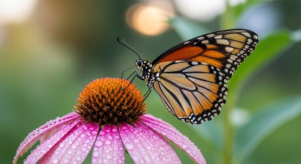 Obraz premium Butterfly on purple coneflower