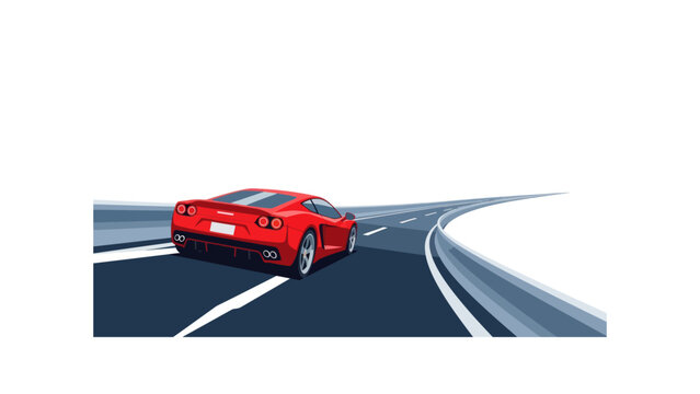 Red sports car on the road.
