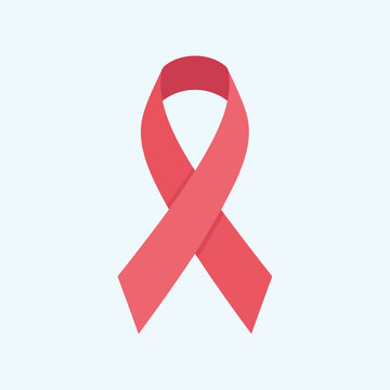 Red awareness ribbon symbol representing HIV/AIDS, heart disease, or stroke prevention, featuring a flat minimalist design isolated on a solid light background for medical support.