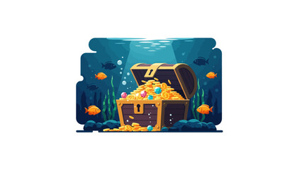 Treasure chest filled with gold coins. © Wa
