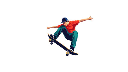 Obraz premium Young man performing skateboard trick aerial.
