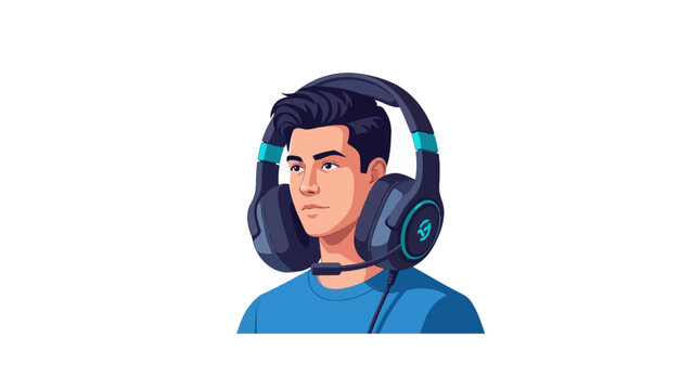 Young man wearing big headphones.