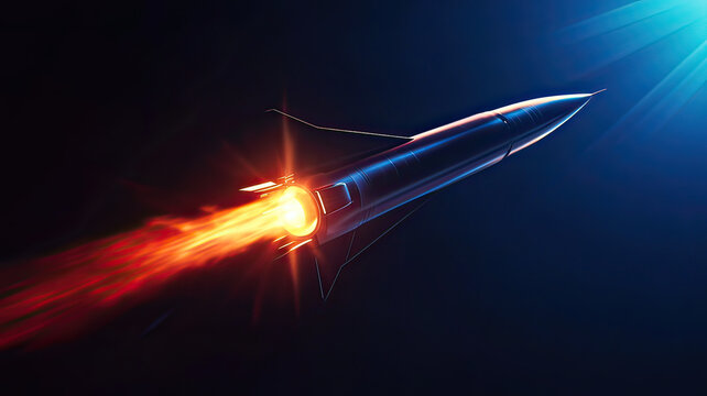 Ultra fast hypersonic aircraft streaking across upper atmosphere 
