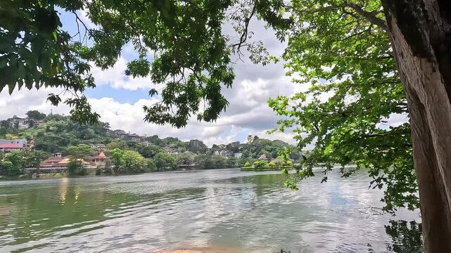 Calm Lake View at Kandy Lake &ndash; Peaceful Urban Water Landscape in Sri Lanka