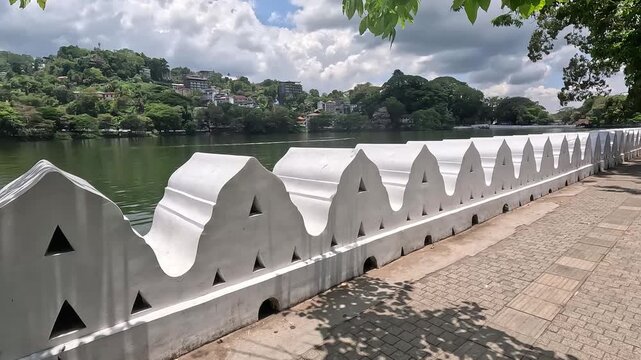 Traditional Wave Swell Wall Around Kandy Lake Sri Lanka &ndash; Unique Kandyan Architecture