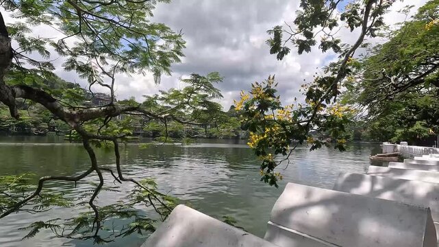 Beautiful View of Kandy Lake in the Sacred Ancient City of Sri Lanka