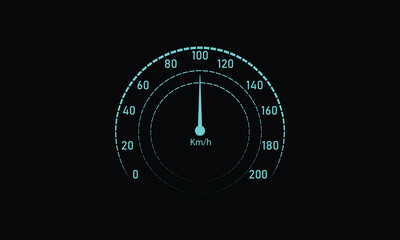 Fototapeta premium Futuristic car dashboard speedometer and fuel panel interface. Designed with clean layout, precise indicators, and futuristic automotive instrument panel style.