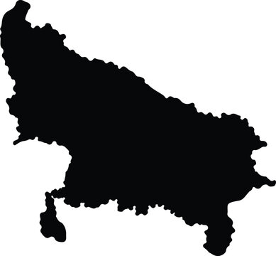Silhouette of uttar pradesh india s state against a white background