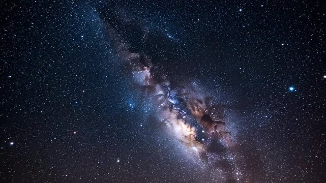 Stunning Milky Way Galaxy Core Visible in Deep Space Night Sky.