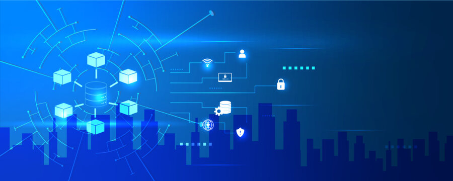 AI-Powered Blockchain Database Icon with Secure Decentralized Data and Digital Ledger System