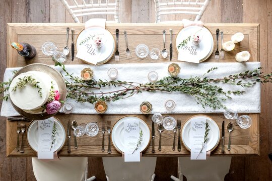 Elegant rustic wedding table setting