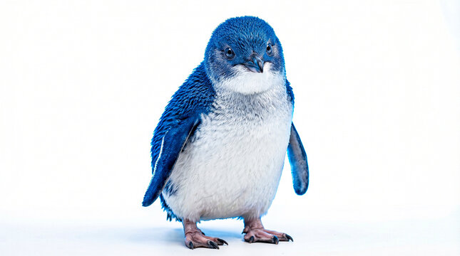 Little Blue Penguin Standing Isolated on White Background