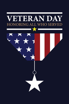 Patriotic Veteran Day background with stars and flag elements, honoring bravery, service, and national pride