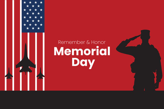 Minimal Memorial Day background with American flag elements, honoring fallen heroes with respect and patriotism