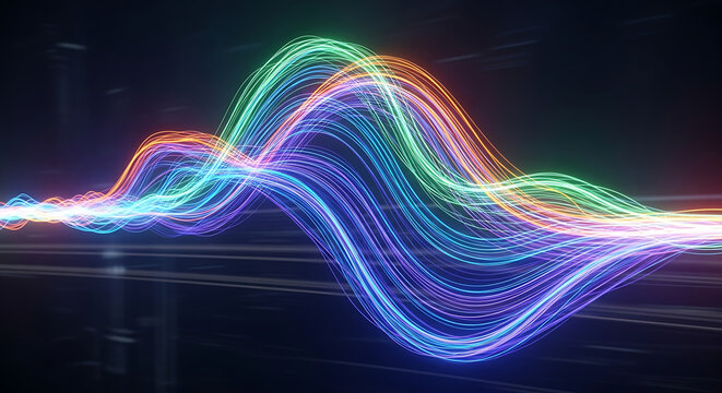 Colorful Light Waves Abstract Background.