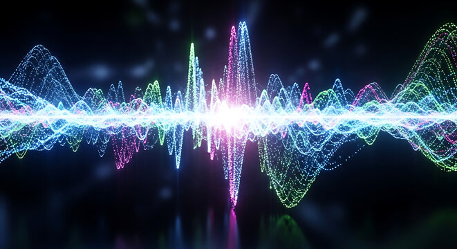 Colorful Sound Wave Visualization with Vibrant Light Effects.