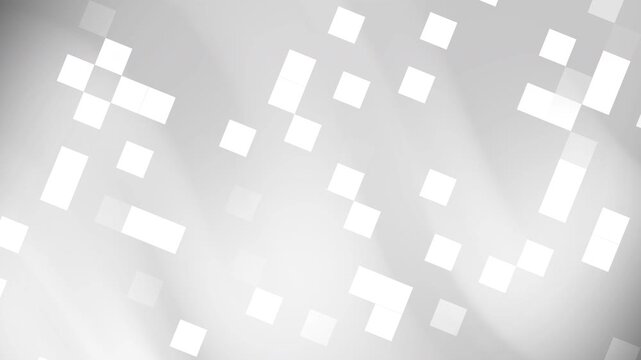 animated white and grey gradient background White squares in pixelated pattern suitable for modern, abstract design projects, backgrounds, technology concepts, digital art, mosaic tiles, and textures.