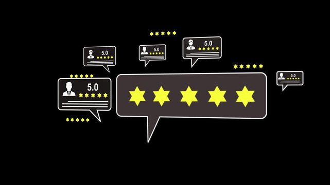 Customer centric review and rating system support product review, digital rating concept, and customer give good trust -Abstract circuit 4k animation technology black background video