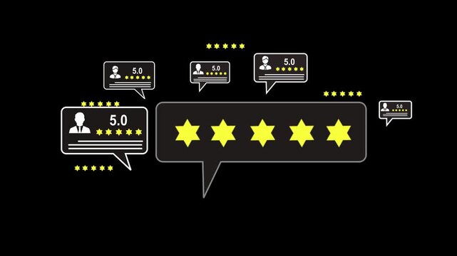 Customer centric review and rating system support product review, digital rating concept, and customer give good trust -Abstract circuit 4k animation technology black background video