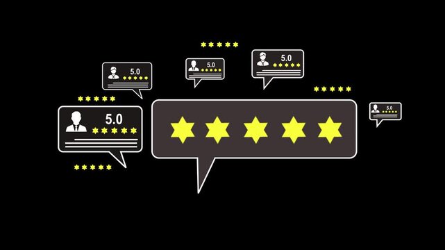 Customer centric review and rating system support product review, digital rating concept, and customer give good trust -Abstract circuit 4k animation technology black background video
