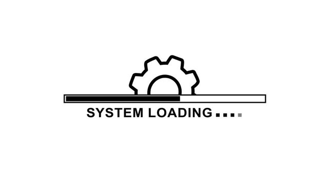 system loading bar icon animation on white background. black color setting and system icon animated. Abstract system loading and Abstract circuit 4k animation technology white background video