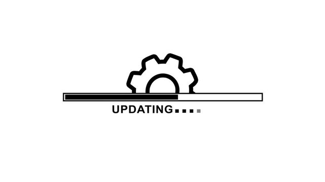 Updating bar icon animation on white background. white color setting and update icon animated. Abstract circuit 4k animation white background system update and processing bar icon animation video.